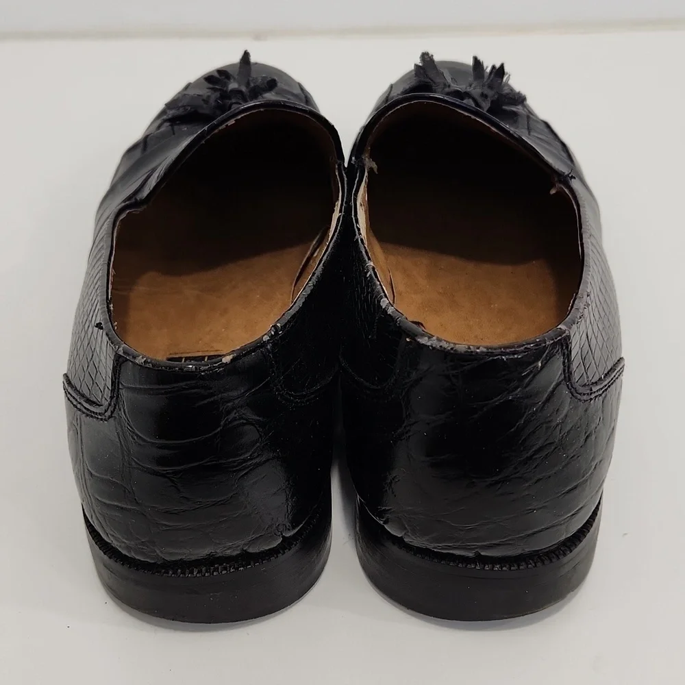 Stacy Adams Genuine Snake And Leather Loafers Dress Shoes Men's Sz 10W Black